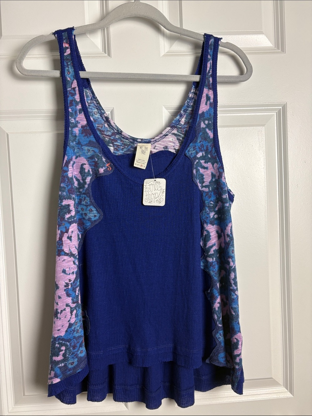 Free People Royal Blue Tank with Pink & Blue Side Panels